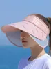 Wide Brim Hats Retractable Big Empty Top Hat Hiking Visor Outdoor Cycling UV Protection Sun Sports Bonnet Black Casquette FemmeWide