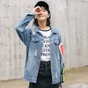 Women's Jackets Indie Patch Designs Denim Jacket Women Lapel Single Breasted Loose Cowboy Korean Little Angel Aesthetic Outwears PatternWome