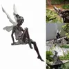 Blumenfee-Statue, Stahldrähte, Garten-Miniaturskulptur, mythische Löwenzahn-Figur, Feen, Pixies, Hofdekoration 220721