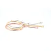 Bracciali placcati in argento Catena da 3 mm Ciondoli pandora regolabili Bracciale rigido in oro rosa Bracciale da donna per donna Festa di Natale Regalo di compleanno