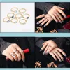 Band Rings Jóias 8pcs/Definir Gold Evil Eye Ring For Women Punk Sterling Party Fashion Wedding Girl Lover Bague Femme Drop Delivery 20