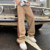 Streetwear Retro Painted Color Match Mens Cargos Harajuku Straight Patchwork Loose Hip Hop Overalls Oversized Casual Trousers T220803