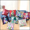 Pillow Case Bedding Supplies Home Textiles Garden Ll Led Light Luminous Linen Household Cloth Cushion Er Christm Dhtji