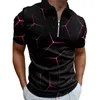 Herren Kurzarm Poloshirt HD Digitaldruck Reißverschlusskragen T-Shirt Lässige atmungsaktive hochwertige Sommerkleidung für 220716