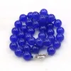 Chaînes 10mm rond bleu Jades calcédoine collier pierre naturelle fait à la main bricolage femmes cravates mode fabrication de bijoux DesignChains