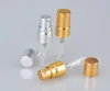 3 ml Travel Refillable Glass Parfymflaska med UV Sprayer Cosmetic Pump Spray Atomizer Silver Black Gold Cap LLFA