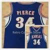 Xflsp 34 Paul Pierce Kansas Jayhawks Basketball-Trikot, weiß, blau, Stickerei, genäht, beliebiger Name und Nummer