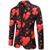 Alla hjärtans present Män modedräkt Party Coat Casual Slim Fit Blazer Buttons Suit 3D Heart Print Målning Blazers Jacket Men 220801