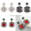 Mode Persönlichkeit Schmuck Ohrringe Stud Frau Baumeln Kronleuchter Homes2007 Übertrieben Retro Damen Legierung Glas Wasser Bohrer Blumen jlljBl