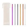 7pcs/set 215x8mm Colorful Reusable Metal Drinking Straw 304 Stainless Steel Metal Straw With Brush For Mugs Bar Party Accessory RRE13628