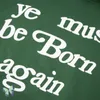 Зеленый оверсайз CPFM XYZ Ye Must Be Born Again из пеноматериала с принтом пара флисовая толстовка с капюшоном и капюшоном W220812