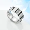 Anillo de acero inoxidable negro, anillos de banda con ranura cruzada para neumáticos para hombre y mujer, joyería de Hip Hop a la moda para dedos