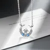 Kedjor Fashion 3 Styles Star Moon Necklace Blue Zircon Embelled Water-Drop Shaped Jewelry for Womenchains