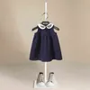 2-6T Toddler Kids Neonate Clotehs Percalle Check Plaid Senza maniche Summer Ruffle Dress Elegante Cute Sweet Lovely Outfit G220506