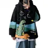 Men Winter Cartoon Dinosaur Print Pullover Long Sleeve Sweatshirt Loose Hoodie 220816