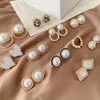 Clip-on & Screw Back Korean Design Elegant Simulated Pearl Big Round Clip On Earrings Non Pierced Baroque Ear Clips For Women Jewelry Wholes