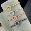 Bracelets porte-bonheur Zircon lettre Bracelet hommes or argent bracelets réglables cadeaux pour femmes Couple filles bijoux personnalisés Melv22