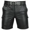 Thoshine Brand Summer Men Leather Shorts Elastic Outerwear Short Pants Male Fashion PU Faux 220401