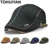 Tohuiyan Men's Wool Knitted Duckbillフラットハット、ベレー、古典的なパン屋の帽子