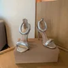 女性サンダルデザイナースティレットヒールドレスシューズ女性のための夏の豪華なパーティーデザイナーサンダルブラックフットストラップヒールno360