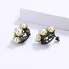 Dangle & Chandelier Ethnic Style Women's Earrings Golden Flower Pearl 925 Silver Fashion Two-tone Black Gold Jewelry EarringsDangle
