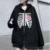 Y2K Streetwear Hoodie Tops Punk Gothic Oversized Schedel Vleugel Evil Flame Unisex Vest Rits Sweatshirt Mannen Vrouwen Jassen 220816