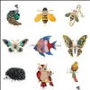 Штифты броши ювелирные изделия 2021 MTI Цветная эмаль Ainmal для женщин павлин пчела Batterfly Hedgehog Ow