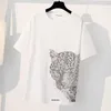 T-shirt damski w rozmiarze plus 8xl 150 kg krótkie rękawe koszulę dla kobiet o szyjki femme tee diamenty lepoard duże topy luźne duże koszulki