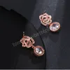 Elegantes pendientes colgantes de Zirconia de Color oro rosa para mujer, accesorios románticos para boda, joyería, regalo para dama de honor