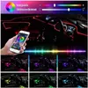 6in1 8m Neon LED Strip Car Interior Ambient Light App Music Control RGB Fiber Optic El Wire LED Auto Ato Decorative Lamp Y220708
