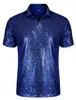 Camisetas masculinas 2022 Novo manga curta casual de moda lantejas dobradas 10 colorido Disco Nightclub Party Party Top Top Men's Clothing Y220606