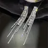Dangle Chandelier Fashion Long Tassel Crystal Drop أقراط للنساء