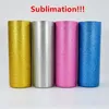 20oz Sublimation Glitter Tumblers Powder Coated Straight Tumbler Stainless Steel Skinny Tumber Vacuum Insulated Beer Coffee Mugs with Straw