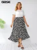 Gibsie damskie spódnica plus size boho ditsy kwiatowe marszone spódnice swobodne letnie elastyczna talia koreańska słodka długa spódnica 220527