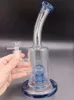 9 inch Thick Glass Water Bong Hookah with Blue Base Delicate Oil Dab Rigs Smoking Pipes Tire Perclator recycler