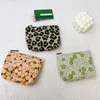 Mode Women Leopard Print Mini Coin Purse Relief Flowers Print Lightweight Liten Handbag Portable dragkort Kortlagringsväskor