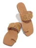 Pantofole Nxy Donna Summer Weave Slides Catena Infradito decorativo Outdoor Sandali casual sexy Tacco quadrato femminile Plus Size 43 220705