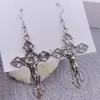 Fashion Gothic Hollow Cross Drop Dangle Charm Earrings Punk Pendant Faith Christianity Crucifix Jewelry For Cool Women Girl Hip-hop Friendship Gift