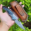 Damaskus Survival Folding Knife VG10 Damascus Steel Blade Ebony Handle Outdoor Camping Pocket Collection Knives