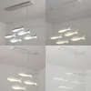 Lampade a sospensione Lampadario moderno a LED per soggiorno, sala da pranzo, cucina, lampada domestica, lampada a sospensione a soffitto a forma di pesce in acrilico bianco