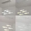 Lampade a sospensione Lampadario moderno a LED per soggiorno, sala da pranzo, cucina, lampada domestica, lampada a sospensione a soffitto a forma di pesce in acrilico bianco