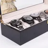 Titta på lådor Fall Watches Holder Box Black Men Women Top Luxury Wood Glass Jewelry Organizer 3 6 Grids Pu Leather Organizers Deli22