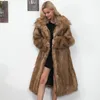 Зимние женские женские плюс размер искусственного шуба длинный тонкий утолщение тепловая волосатая куртка модная верхняя одежда Trenchcoat 6Q0366