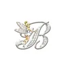 Metalen Kristal Engelse Letter Woord Broche Elf Angel Revers Pina Pak Kraag Pins Broches voor Vrouwen Accessoires