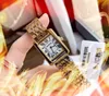 Hochwertige, luxuriöse, quadratische römische Kleid-Business-Armbanduhr, 31 mm, Damen-Quarzwerk, vollfeine Edelstahl-Armbanduhr in Roségold und Silber