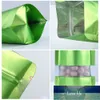 100Pcs/Lot Green Stand Up Aluminum Foil Frosted Transparent Window Bag Food Dried Fruit Candy Coffee Snacks Zip Lock Tear Notch