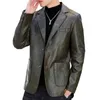 Männer Einreiher Jacke Mode Lässig Slim-Fit Anzug Kragen Pu Leder Jacke Jugend Leder Runaway L220801