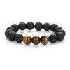 Uomo Donna Lava Rock Diffusore Bracciale con perline con olio essenziale naturale 12MM Perline e 3PCS Gemstone Crystal ametista turchese lapislazzuli