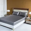 Bedding de seda de cetim Solid cor de cor single -rei de tamanho rei com luxo de luxo lençol lençóal 220616