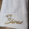AHSNME Nero Personalizzato Spa Salone di bellezza Viola Battesimo Bagno s Asciugamano regalo personalizzato in puro cotone 220616